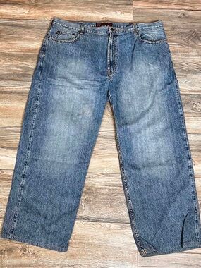 Perry Ellis Relaxed Straight-Leg Blue Denim Jeans